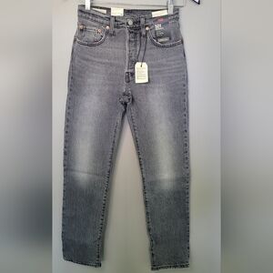 Levi's Womens 501 Original Distressed Grey Wash High Waist Straight Leg NWT 24